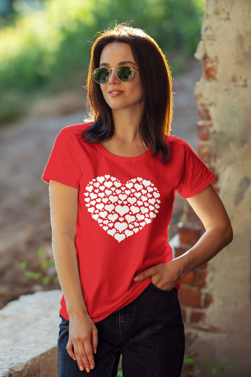 Black T-Shirt with Red Heart Design – Trendy & Stylish Tee - urban360