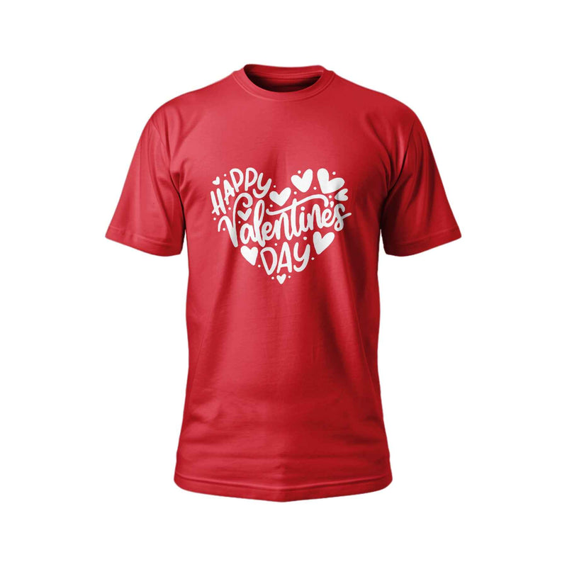 Happy Valentine's Day T-Shirt – Black & Red Heart Print Tee