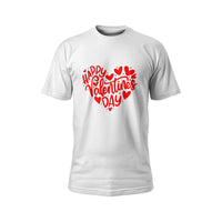 Happy Valentine's Day T-Shirt – Black & Red Heart Print Tee