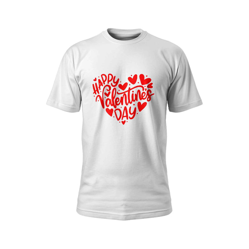 Happy Valentine's Day T-Shirt – Black & Red Heart Print Tee