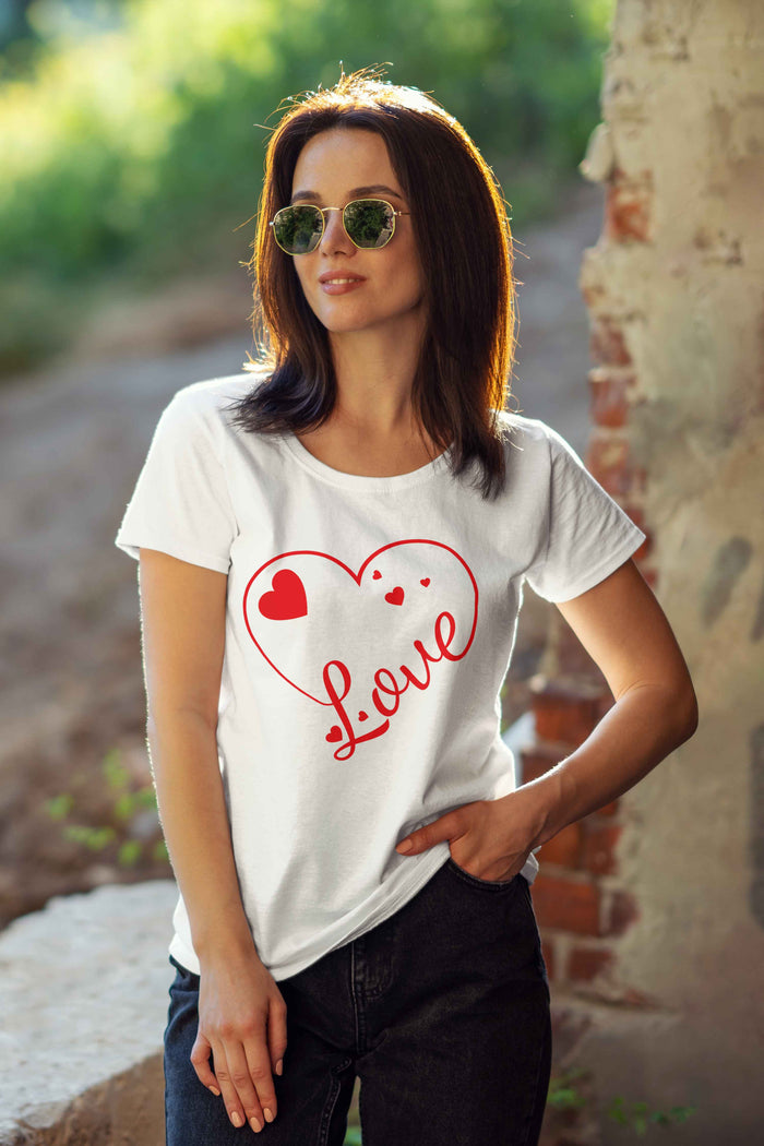 Love Heart T-Shirt – Black & Red Romantic Graphic Tee - urban360