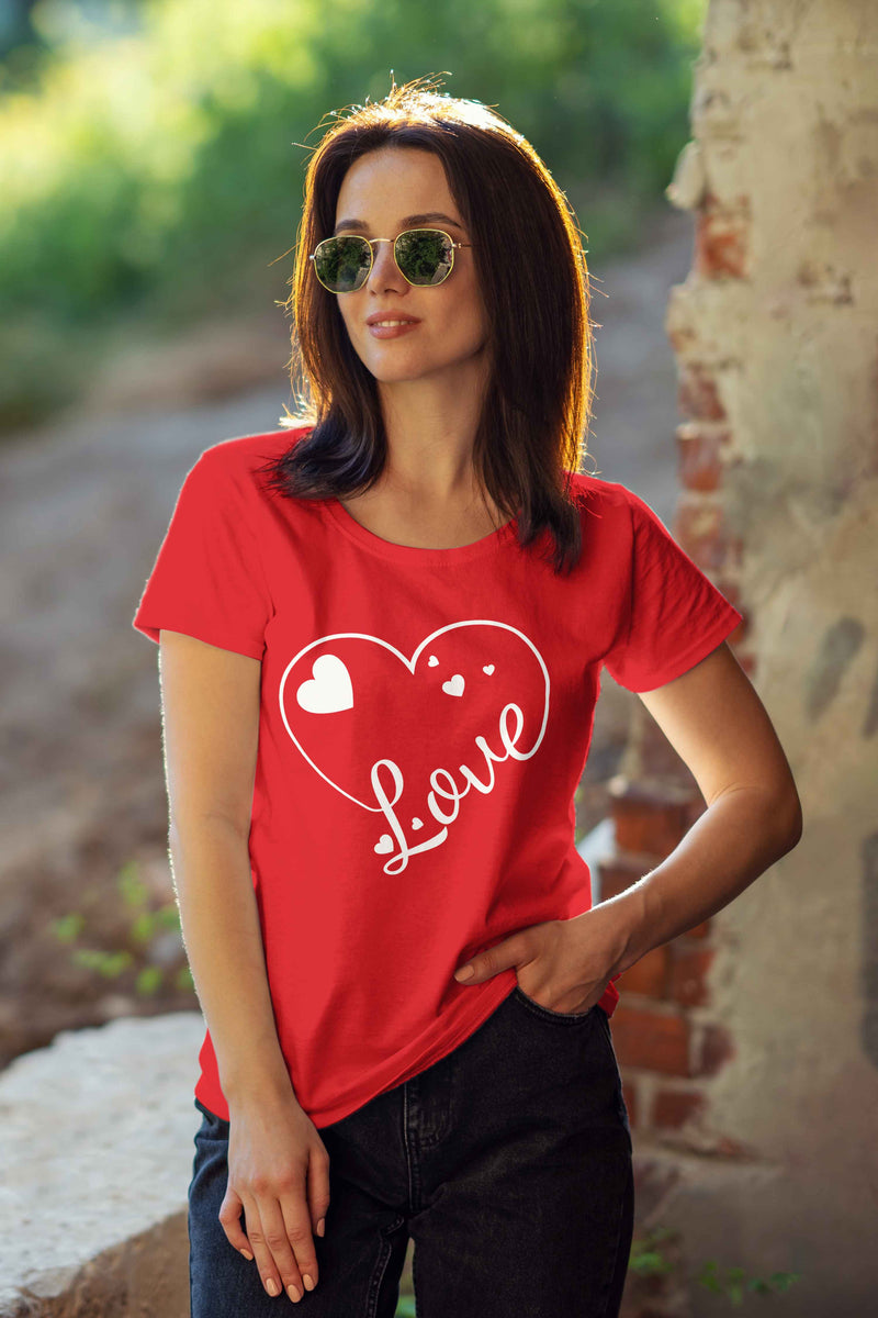 Love Heart T-Shirt – Black & Red Romantic Graphic Tee - urban360