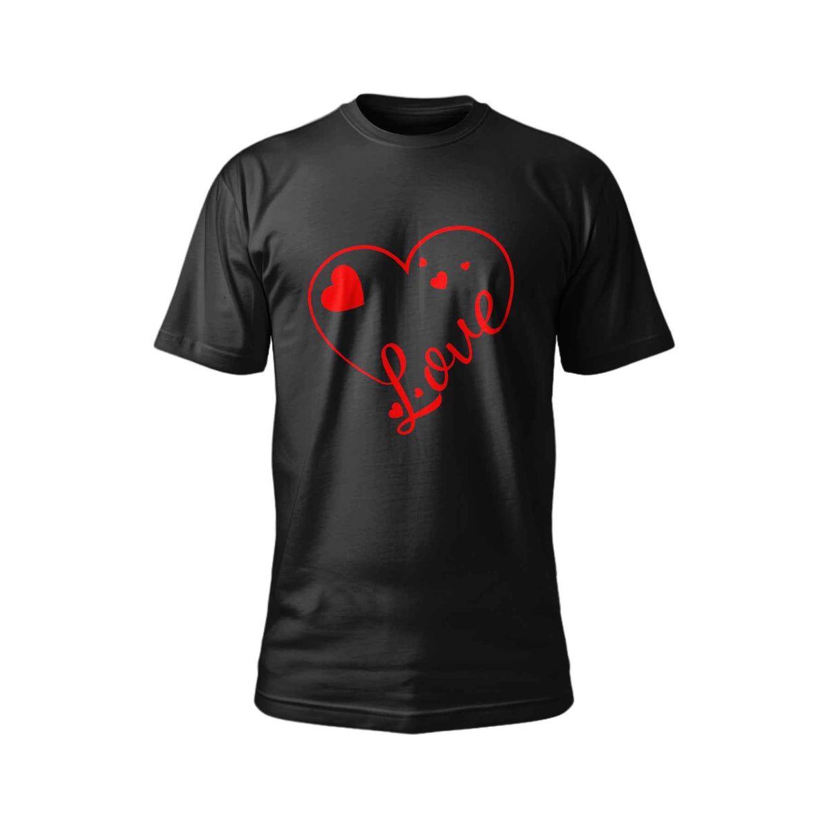 Love Heart T-Shirt – Black & Red Romantic Graphic Tee