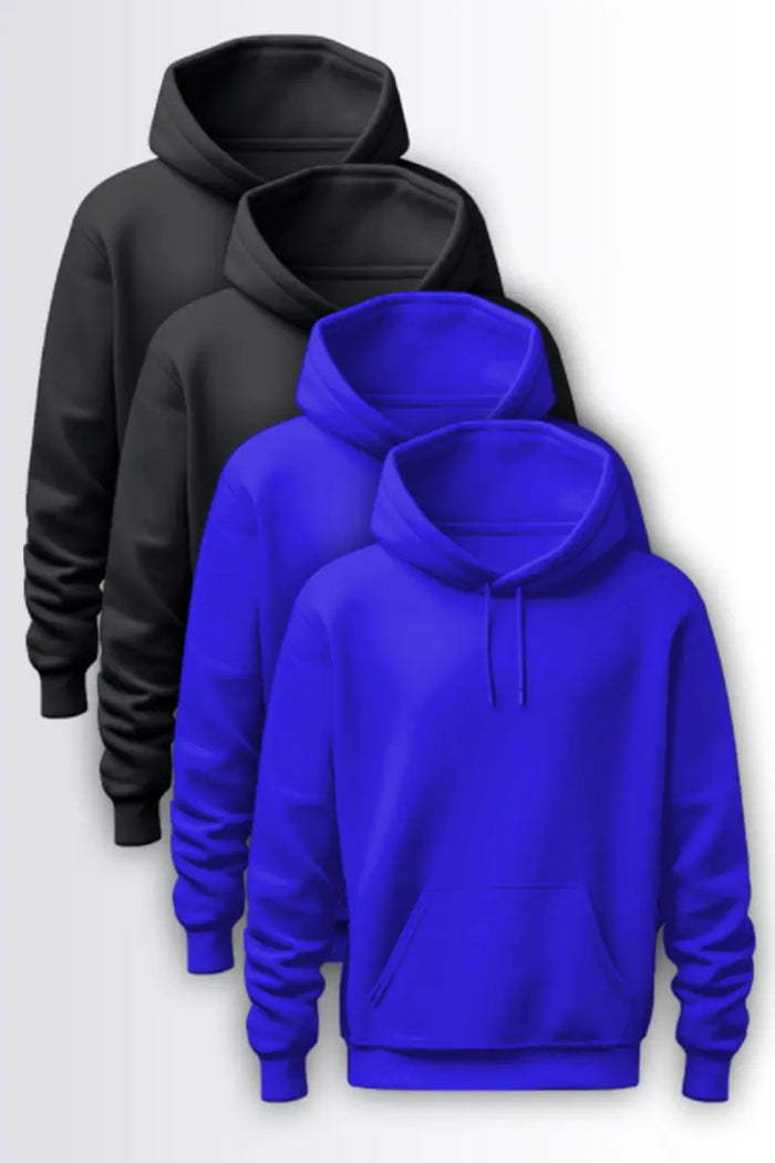 Warm Winter Hoodie pack of 4 ( 2 Black & 2 Royal Blue )