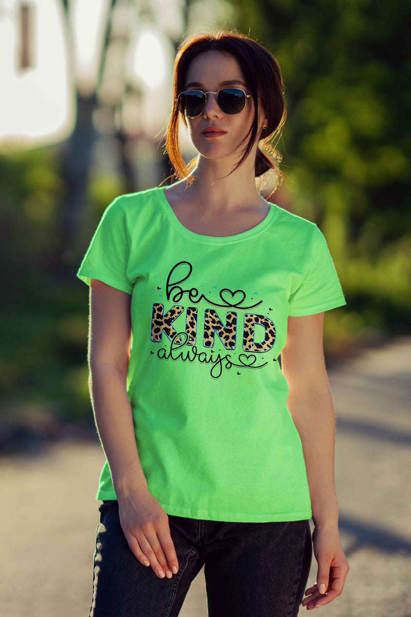 Stylish Trendy 'Be Kind Always' Leopard Print T-Shirt: Fashion Meets Positivity! - Urban360