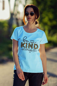 Stylish Trendy 'Be Kind Always' Leopard Print T-Shirt: Fashion Meets Positivity! - Urban360