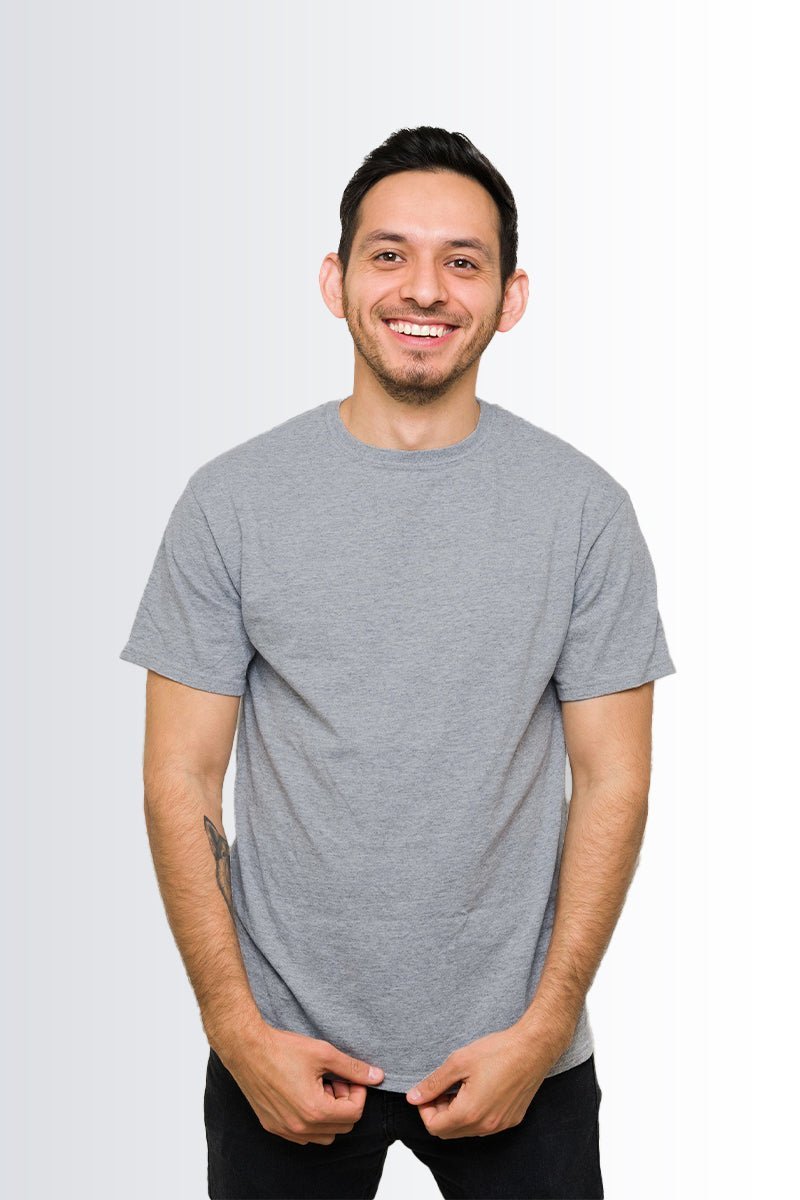 Round Neck T-Shirt - Pack of 6 color (sports grey, Navy, Red, Charcoal, black, white)